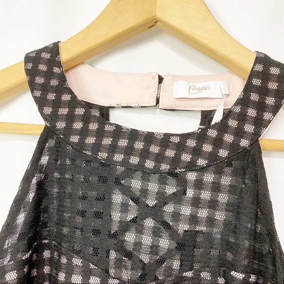 NWT-Candies-Black Semi Sheer Overlay Pink Dress L - Picture 6 of 12